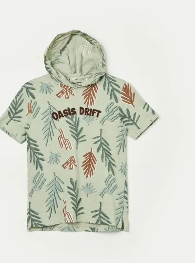 FAME FOREVER Boys Typographic Print Hooded T-shirt